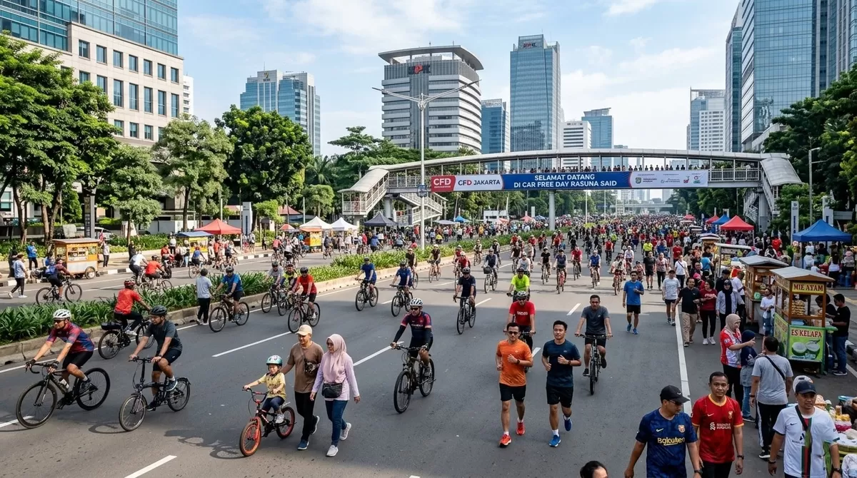 Suasana Car free day di Jakarta. (Info Indonesia / AI)