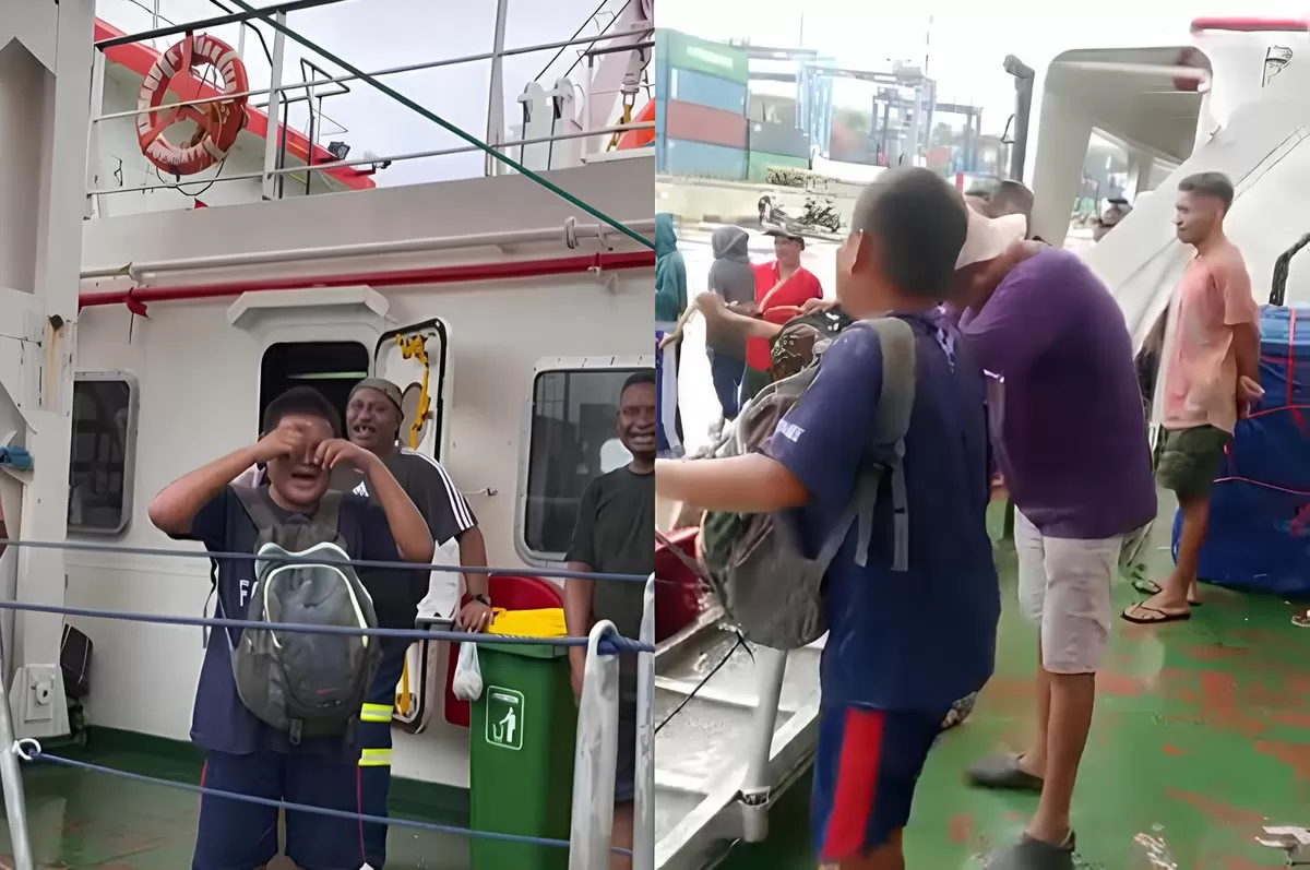 Viral seorang anak di Kupang, NTT gelisah saat menunggu bapaknya hingga menahan keberangkatan kapal di pelabuhan. (TikTok.com/@FanoReis)