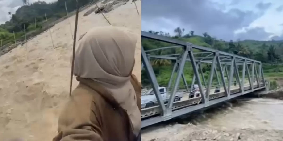 Diketahui Jembatan Bailey di Aceh Tengah di bangun, guru yang sempat viral naik tali sling bagikan kabar terbarunya. (Instagram.com/@shinta_shaa)