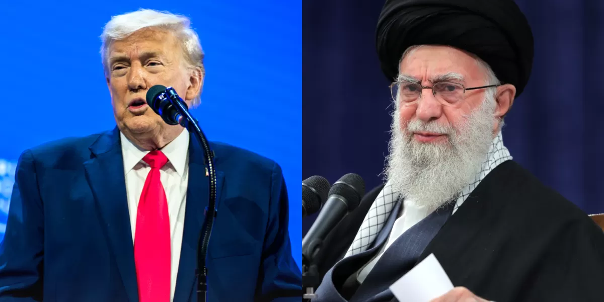 Tanggapan Presiden AS Donald Trump soal pernyataan Ayatollah Ali Khamenei tentang risiko perang regional di Timur Tengah. (Kolase foto X.com/@WhiteHouse/@khamenei_ir)