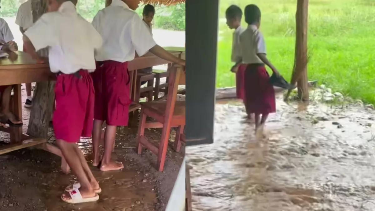 Begini potret ketimpangan fasilitas pendidikan, viral di medsos SDN Leomanu di Kupang, NTT yang selalu kebanjiran. (Instagram.com/@fnrbtwyh)