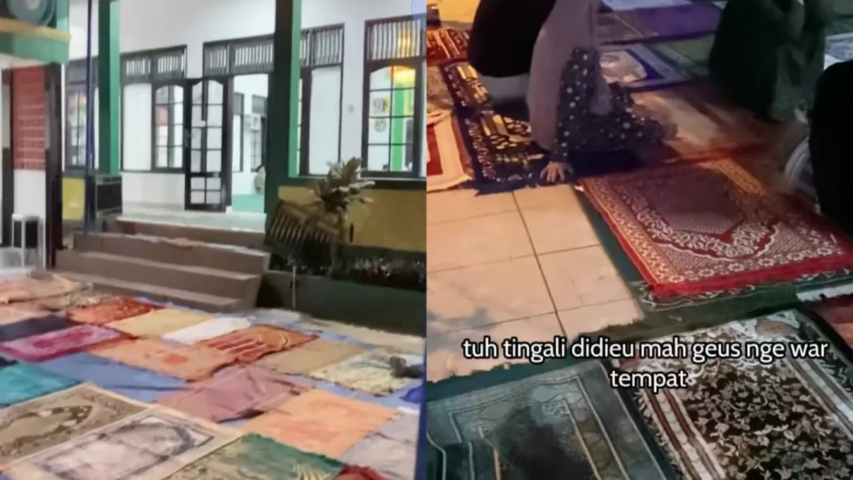 Kebiasaan unik warga di Panjalu, Ciamis, Jawa Barat yang sudah menempatkan sajadah sebelum salat Id (Instagram/ccftrika)