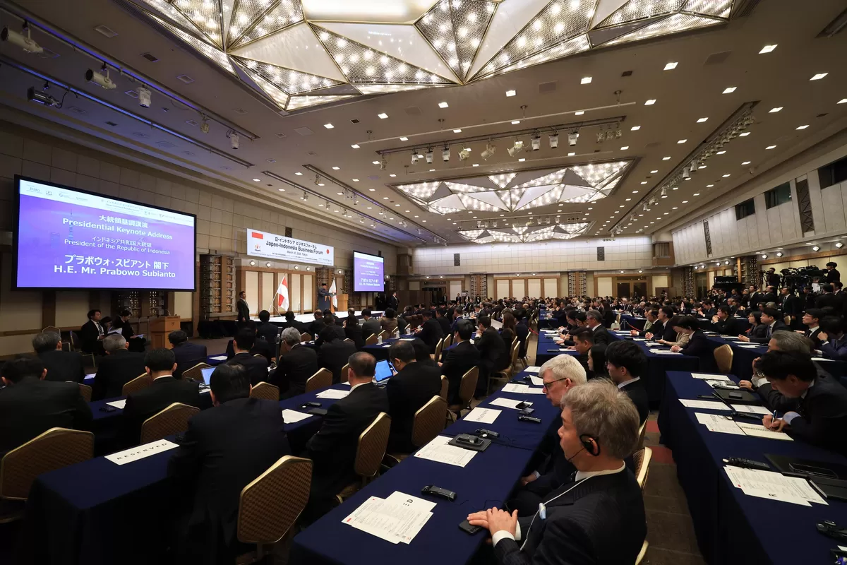 Suasana pertemuan Indonesia&ndash;Japan Business Forum di Tokyo. (Press release Bakom RI.)