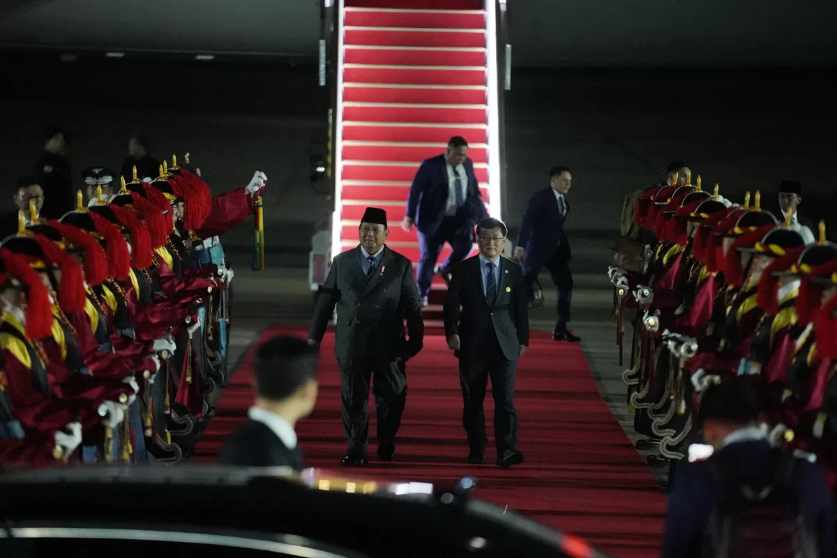 Prabowo tiba di Korea Selatan. (Press release Bakom RI)