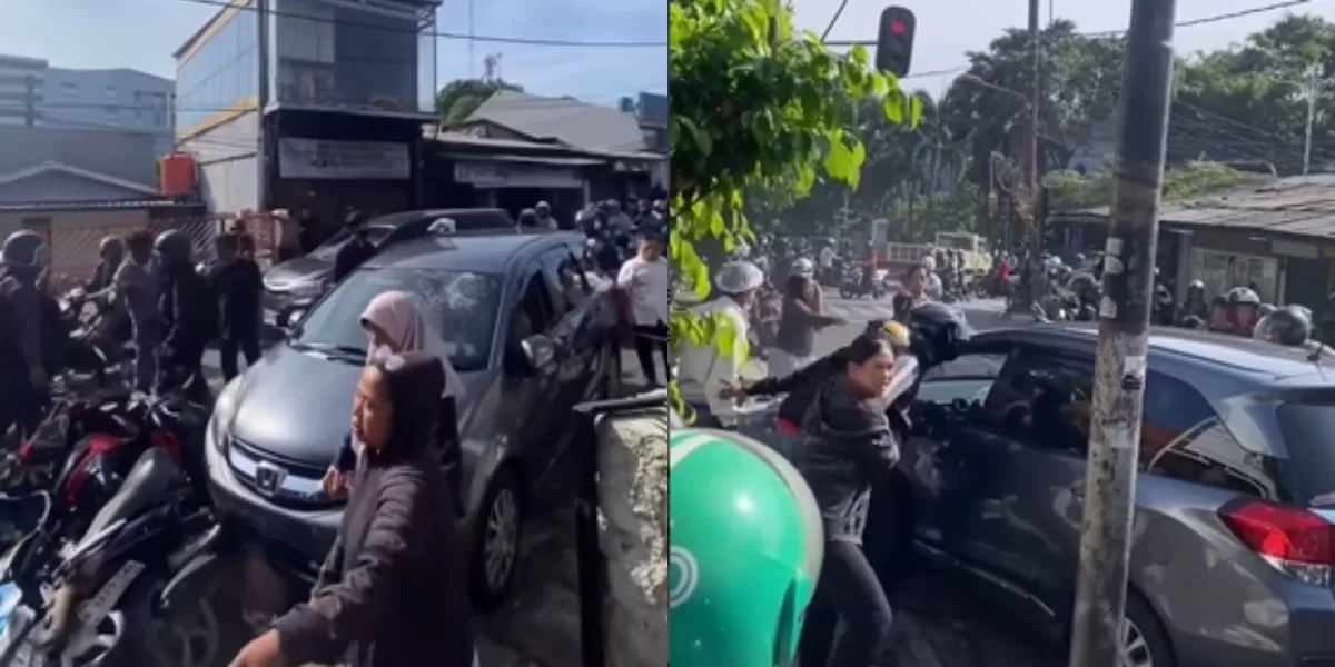 Insiden mobil menabrak 4 motor di area jalan perempatan Jogjo, Jakarta Barat, pada Rabu, 8 April 2026 (Instagram.com/@jakarta.terkini)