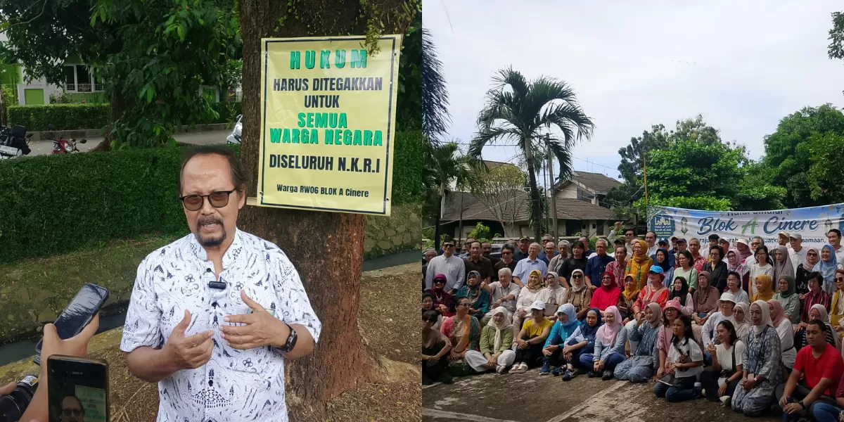 Heru Kasidi dan warga Blok A Perumahan Cinere Estate dalam agenda halal bi halal. (Senayan Post)