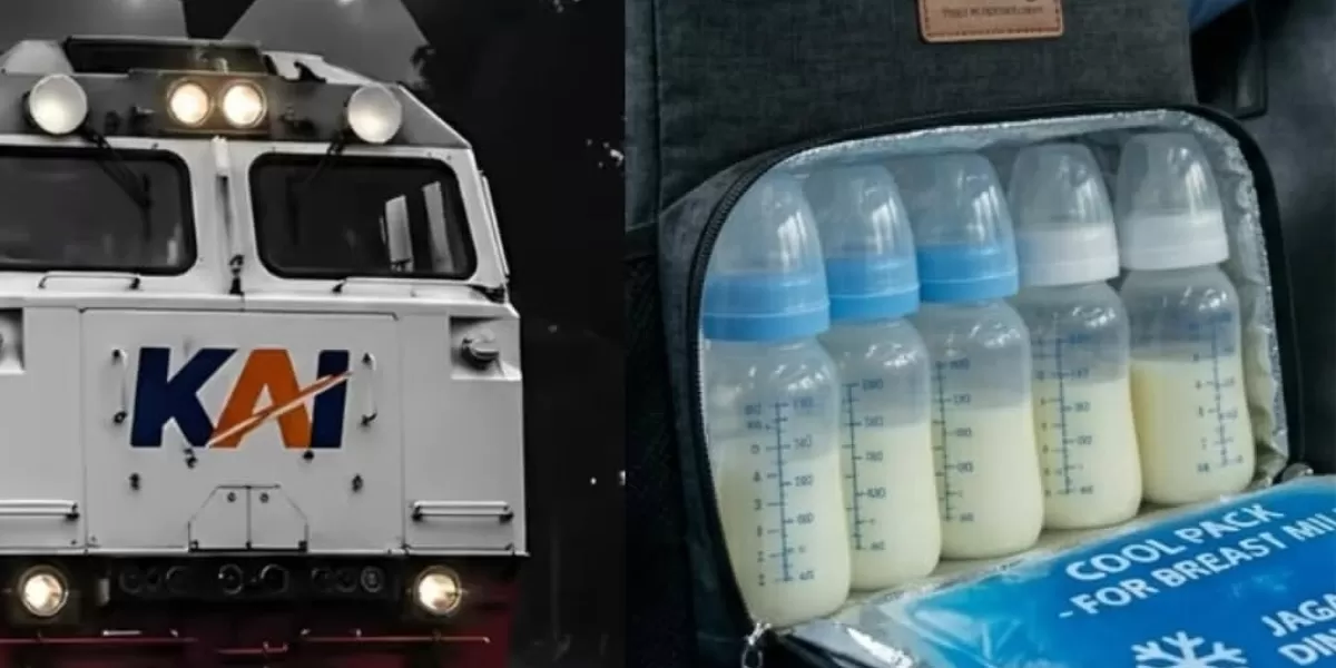 Foto ilustrasi: Lokomotif kereta api dan cooler bag untuk ASI. (Instagram/rumpi_gosip)