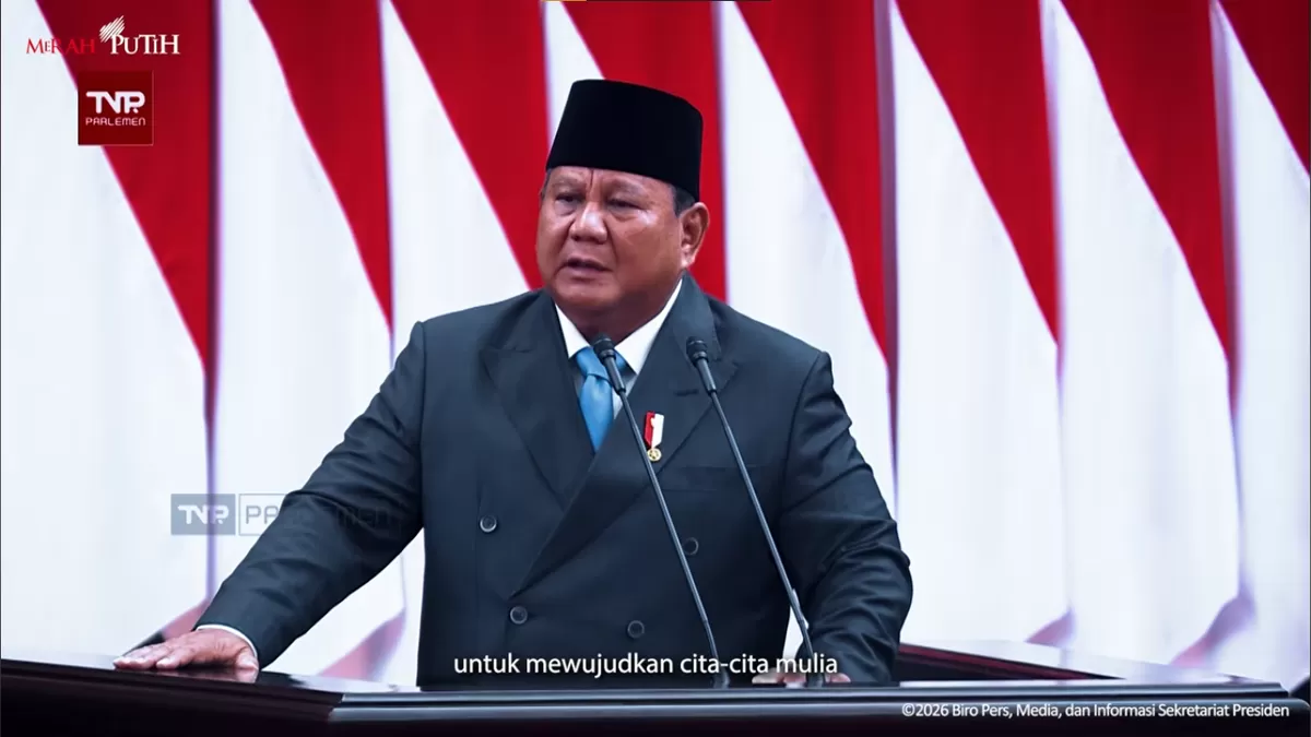 Presiden RI Prabowo Subianto pidato di hadapan hadirin Rapat Paripurna DPR. (youtube.com/@SekretariatPresiden)
