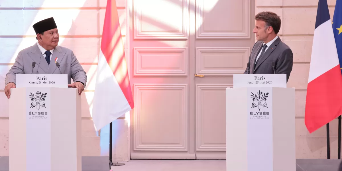 Presiden Prabowo Subianto dan Presiden Prancis Emmanuel Macron sepakat soal solusi dua negara antara Palestina dan Israel. (Bakom RI)