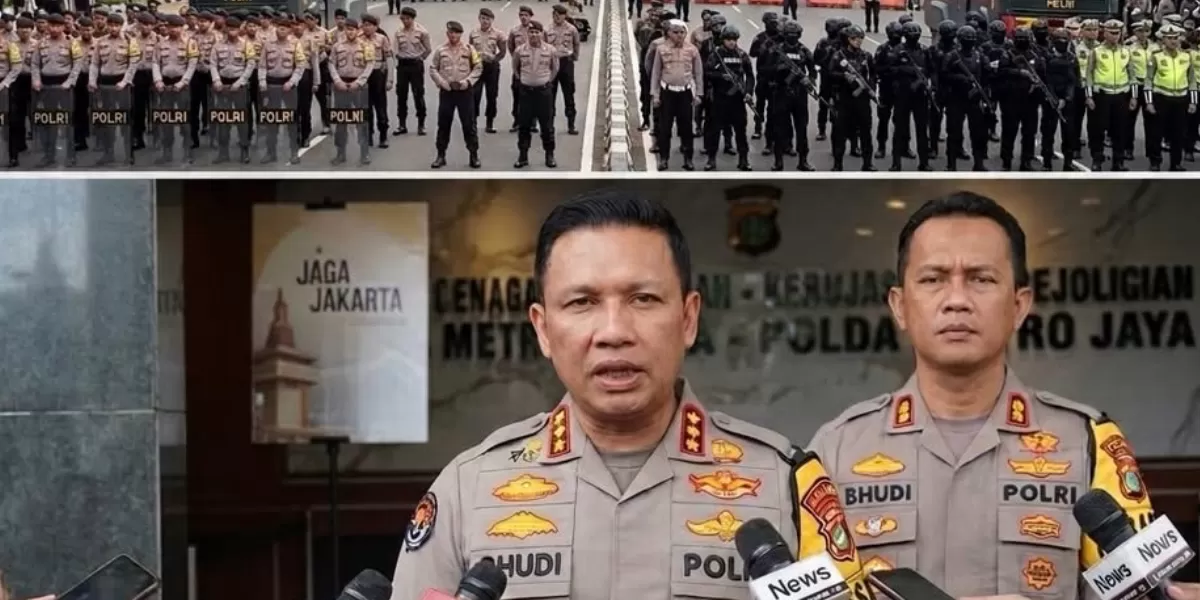 Polda Metro Jaya kerahkan ribuan personel untuk  amankan aksi demo BEM UI yang berlangsung pada hari ini. (PMJ News)
