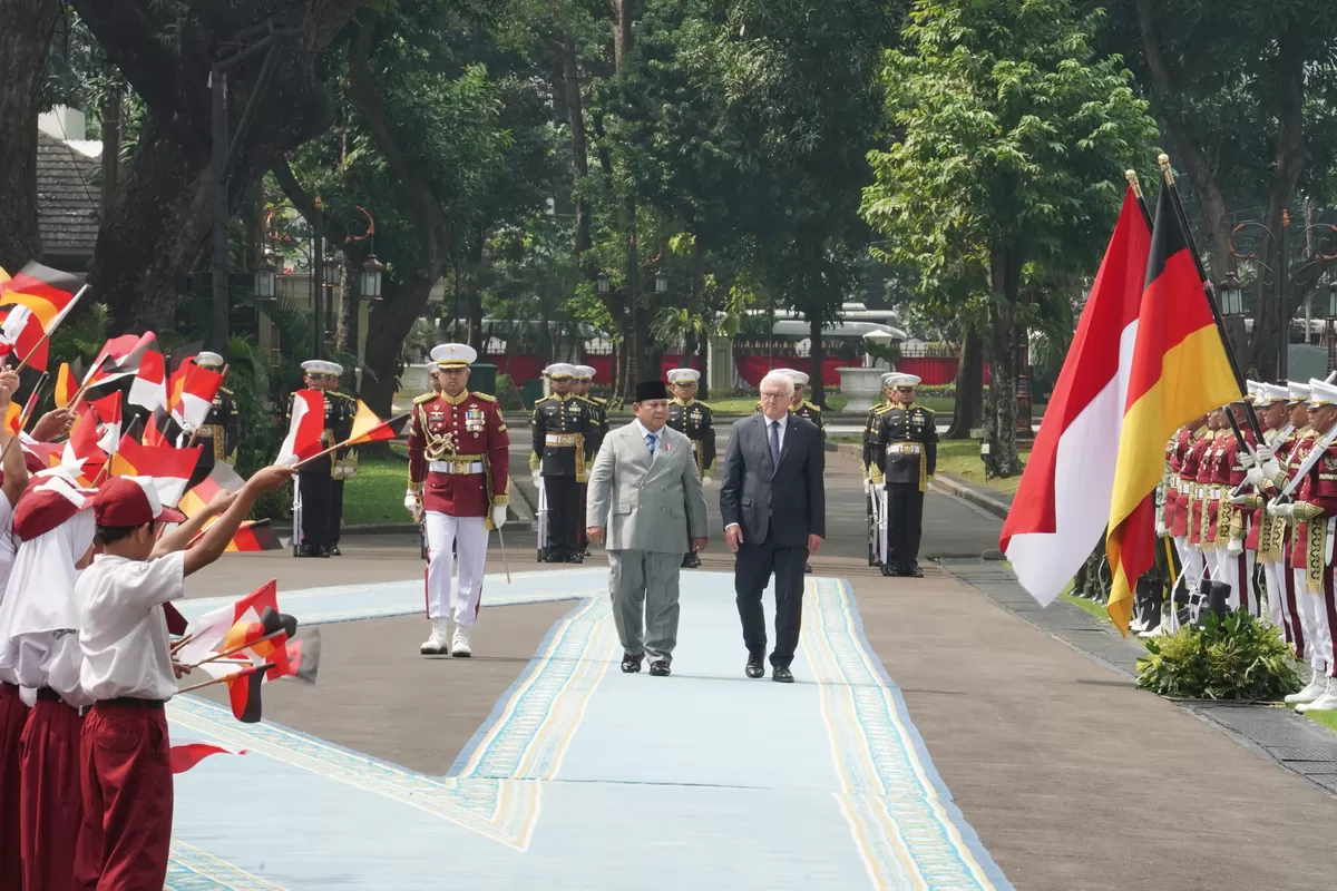 Prabowo terima kunjungan kenegaraan Presiden Republik Federal Jerman, Frank-Walter Steinmeier di Istana Merdeka, Jakarta, Senin (15/6/26). (Press Release Badan Komunikasi Pemerintah (Bakom) RI)