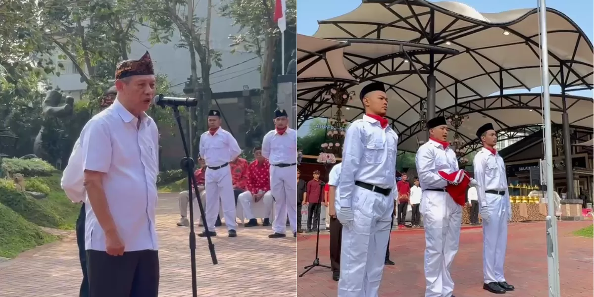 Letjen TNI (Purn) Suparman selaku inspektur upacara di Kraton Majapahit Jakarta. (Senayan Post)