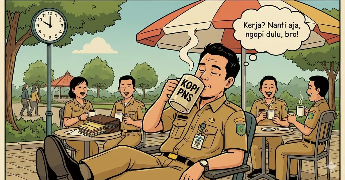 Ilustrasi Praktik nongkrong di kantin saat jam kerja