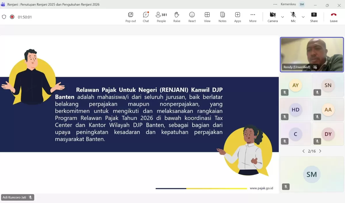 Penutupan RENJANI 2025 dan pembekalan relawan baru yang digelar secara daring melalui Teams Meeting.