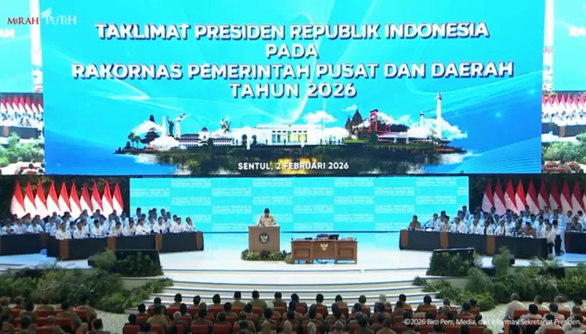 Rapat Koordinasi Nasional (Rakornas) Pemerintah Pusat dan Daerah, Senin (2/2/2026), di Sentul International Convention Center (SICC).