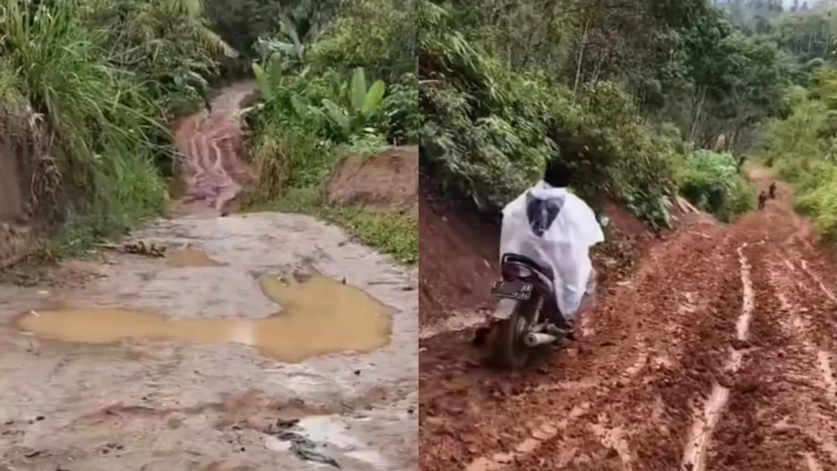 Viral perjuangan guru di Lampung Barat saat akan pergi mengajar. (Instagram/lampung.24jam)