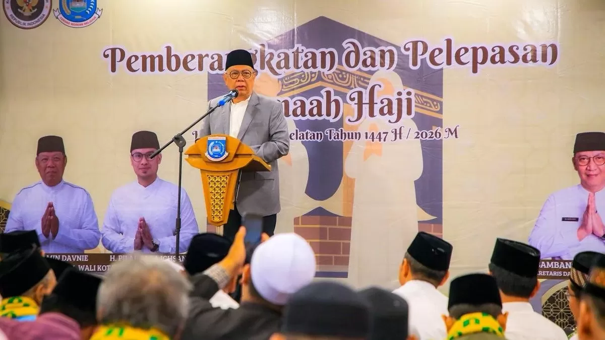 Pelepasan jemaah haji Kota Tangerang Selatan (Tangsel) di Islamic Center Baiturrahmi