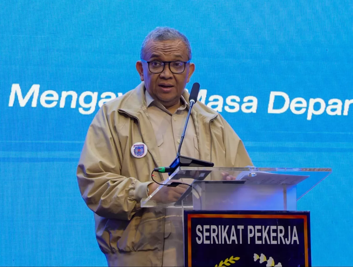 Afriansyah Noor saat membuka Rapat Kerja Nasional Serikat Pekerja Sucofindo di Jakarta