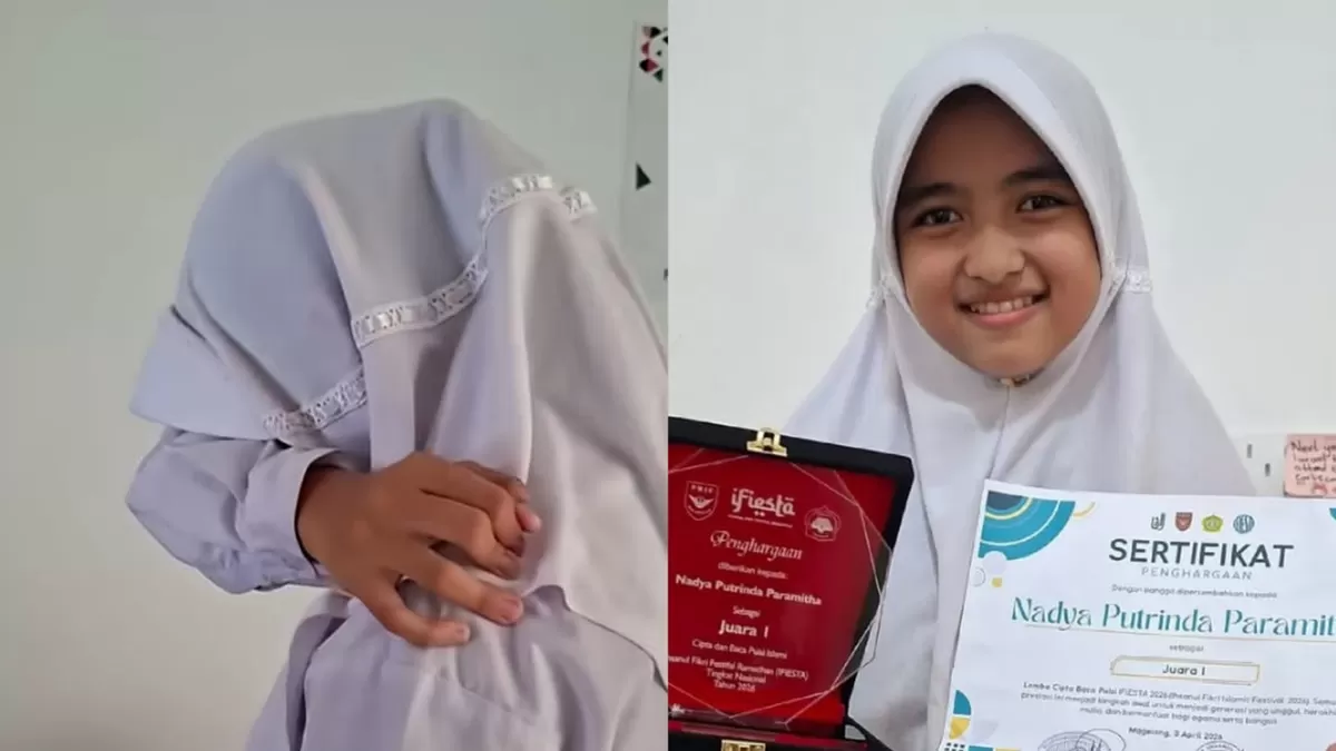 Nadya Putrinda viral karena menangis karena gagal selesaikan OSN akibat pemadaman listrik PLN. (Instagram/nanad.0814)