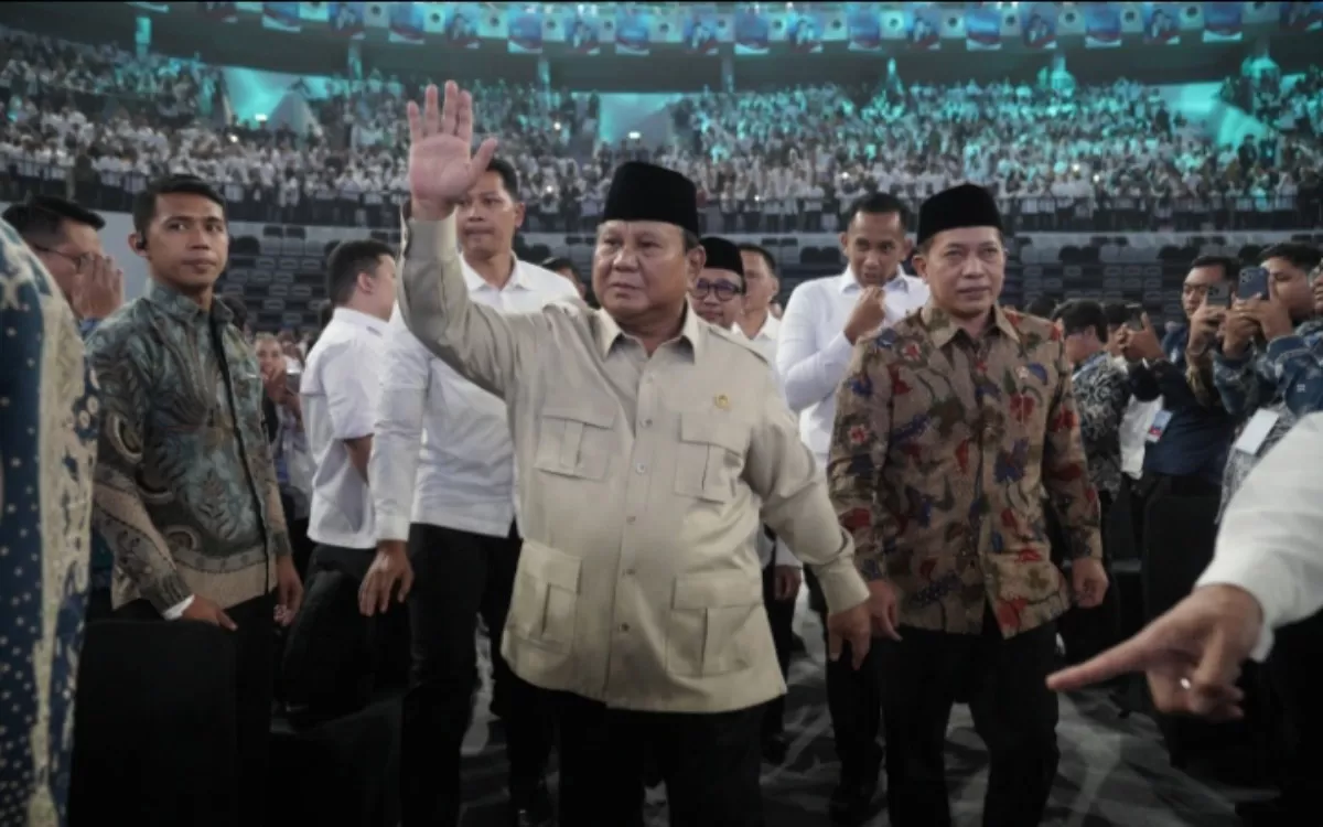 Presiden Prabowo saat menghadiri Puncak Peringatan Hari Koperasi Nasional (Harkopnas) ke-79 yang mengusung tema Koperasi Berdaya, Indonesia Berjaya di Indonesia Arena, Jakarta, Minggu (12/7/2026). Foto: Bakom RI