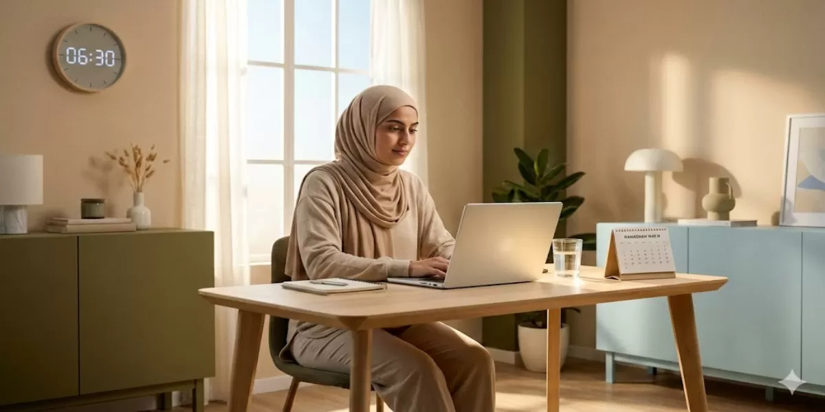 Tips Produktif Freelancer Selama Ramadhan 2026 agar Ibadah Tetap Lancar, Energi Terjaga, Fokus Stabil, dan Deadline Kerja Tetap Jalan (Ilustrasi gambar )