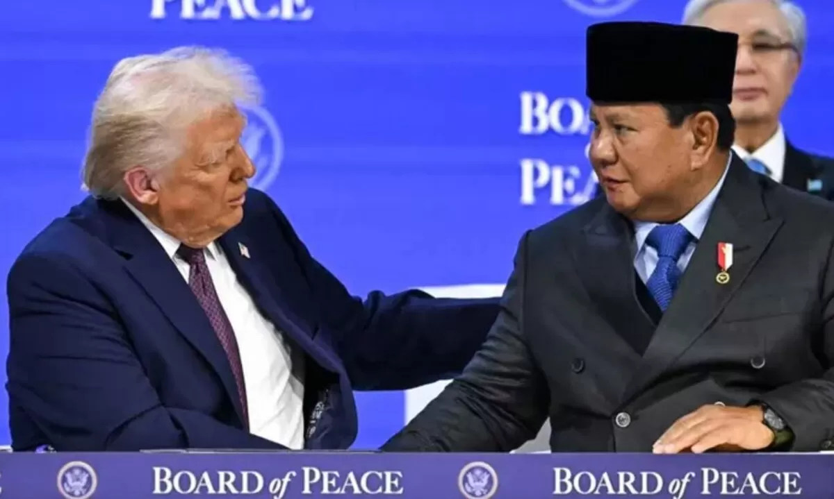Trump dan Prabowo saat dalam perhelatan pertemuan BoP (pikiran rakyat)