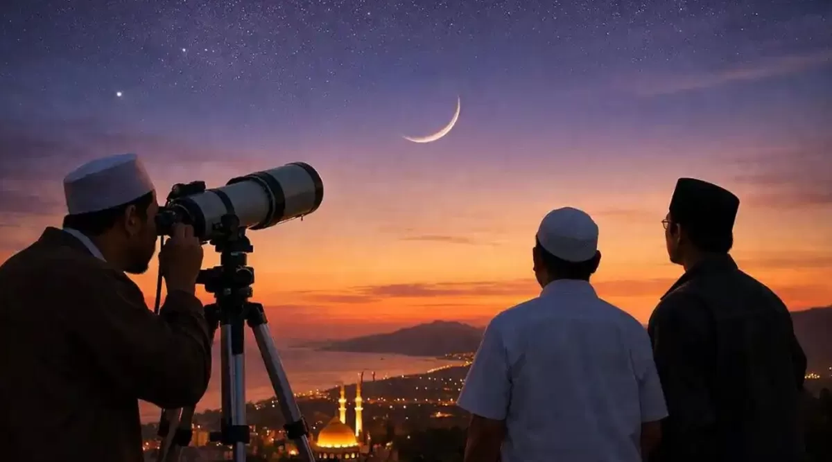 ilustrasi pengamatan Hilal Ramadan (surya)