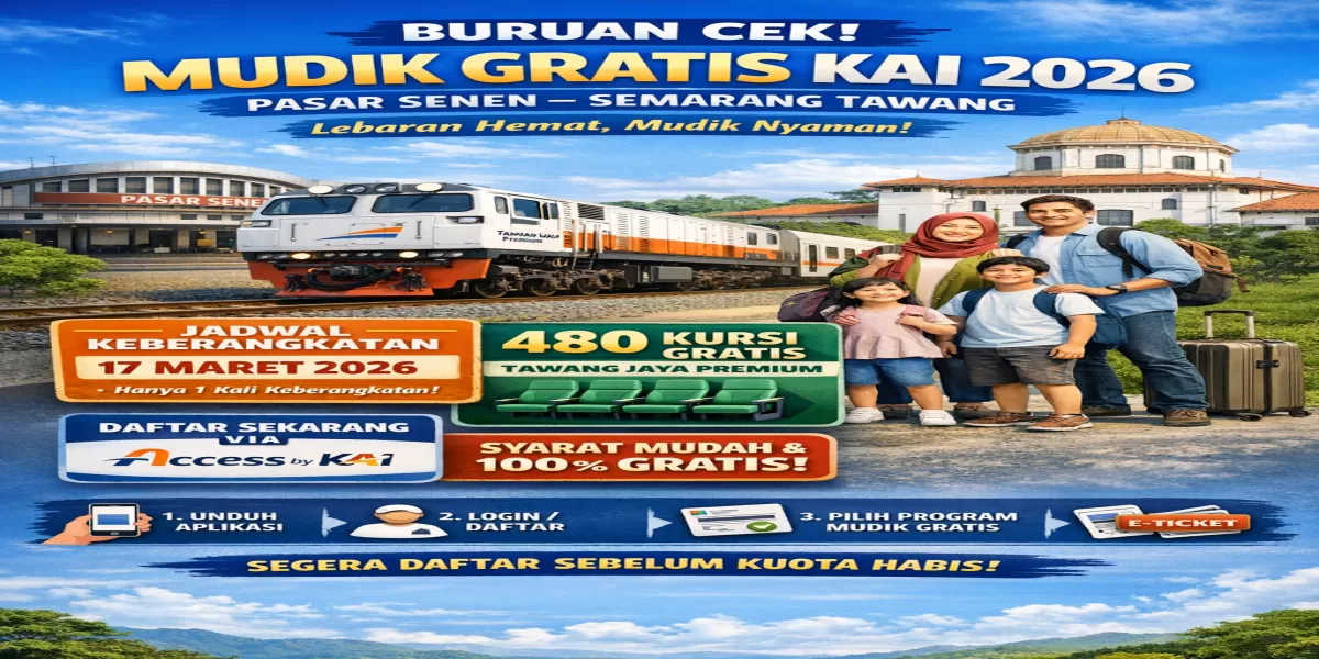 Buruan Cek! Mudik Gratis KAI 2026 Pasar Senen&ndash;Semarang Tawang, Cara Daftar via Access by KAI (Ilustrasi gambar )
