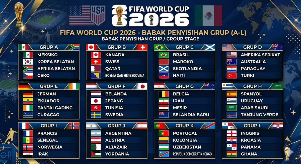 Daftar Grup Negara Peserta Piala Dunia 2026 (berbagai sumber)