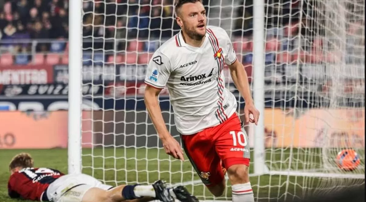 Jamie Vardy saat cetak gol di kandang Bologna desember lalu (live sport)