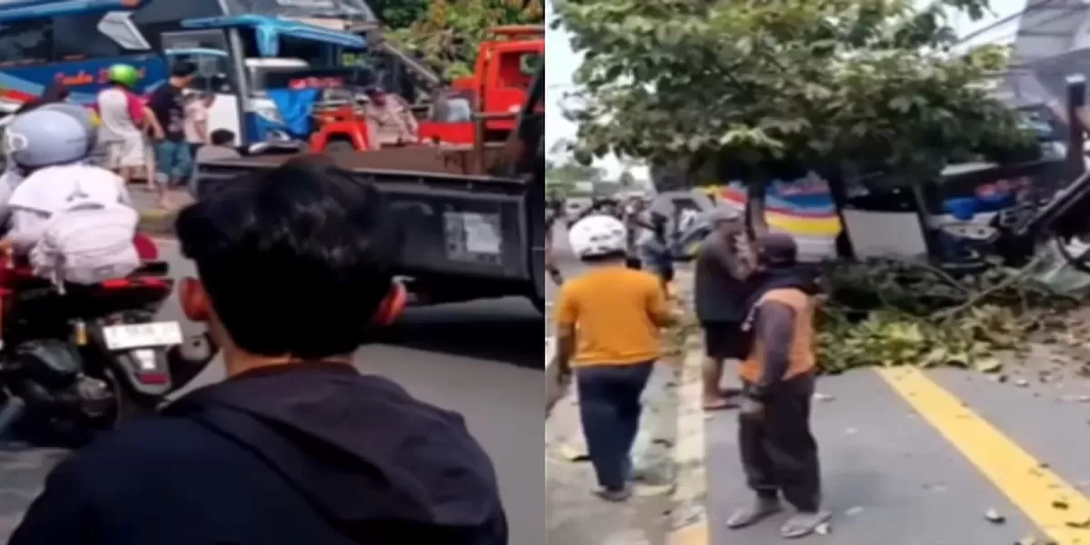 Kronologi Kecelakaan Truk Boks Tabrak Bus Parkir di Mejayan Madiun, Sopir Terjepit 1 Jam hingga Bus Terdorong Hantam Rumah Warga (Menyoroti insiden kecelakaan bus yang tertabrak truk boks di Mejayan, Madiun, pada Selasa, 7 April 2026. (Instagram.com/@madiunwisata))