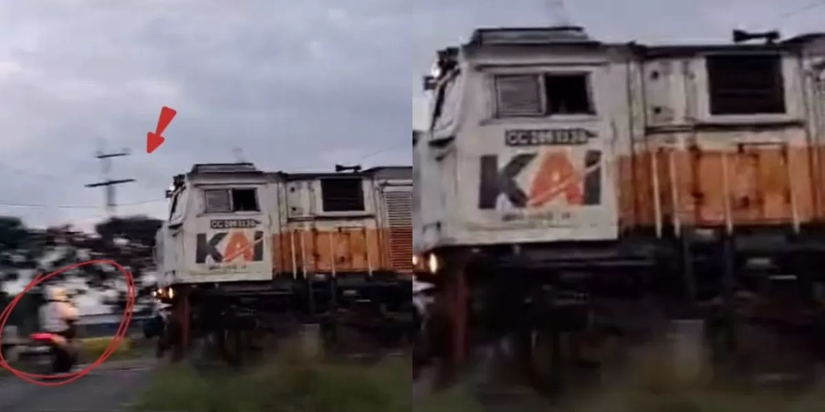 KA Sangkuriang Berhenti usai Tabrak Pemotor di Jember, Masinis Disebut Sudah Beri Peringatan (Menyoroti insiden viral terkait kecelakaan pemotor yang tertemper KA Sangkuriang di Perlintasan Jember, Jawa Timur. (Instagram.com/@railfanssindo))