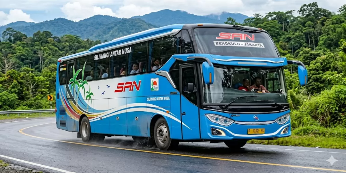 Jadwal Bus PO SAN, 1 - 15 Juni 2026 Lengkap Lewat Tirtonadi - Giwangan - Kartasura - Bawen - Banyumanik - Merak - Bakauheni - Bengkulu (Ilustrasi gambar )
