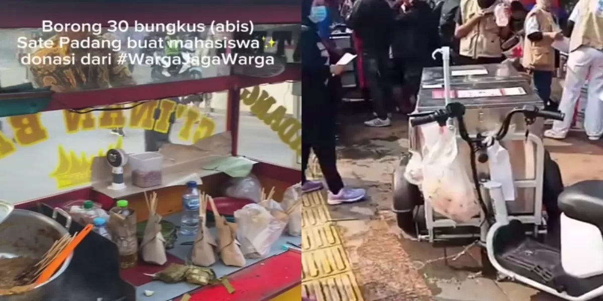 Video Warga Borong Makanan untuk Mahasiswa Demo Viral, Pedagang Sekitar Lokasi Ikut Terbantu (Viral unggahan warga ikut menyediakan logistik untuk mahasiswa yang berdemo dengan membeli dagangan PKL di sekitaran Bundaran HI. (Threads/tiaranab_ - _humanitycare _))