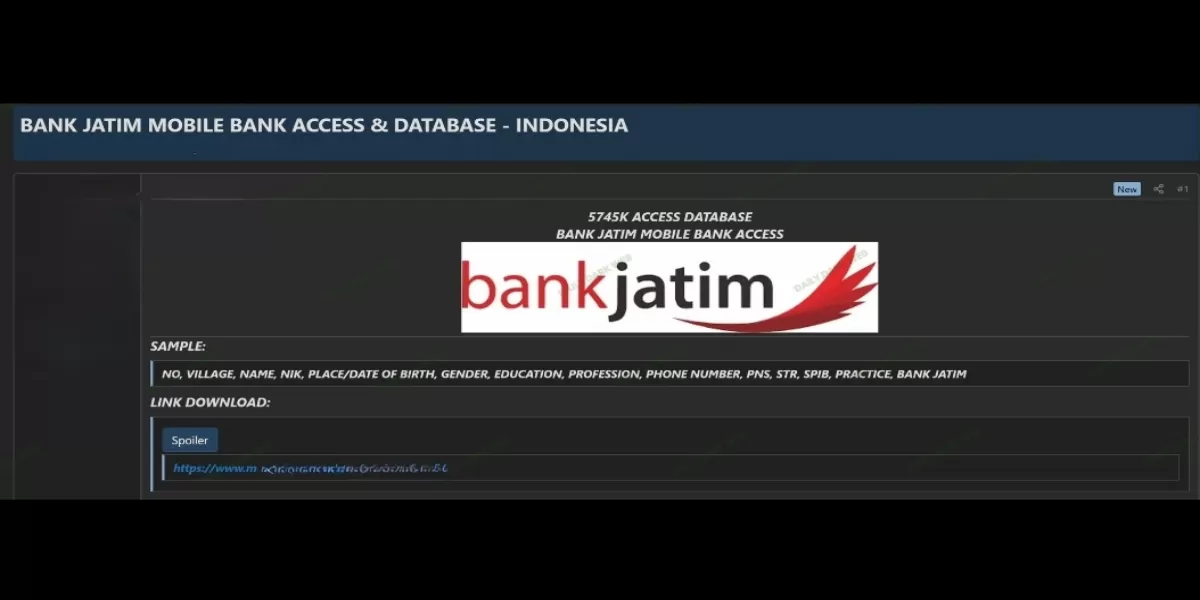 Fakta Terbaru Dugaan Peretasan Bank Jatim dan Klaim Kebocoran Data Nasabah, Ini Penjelasan Lengkapnya (Isu dugaan kebocoran data 5,7 juta nasabah Bank Jatim yang disebut beredar di situs gelap. (X/DarilyDarkWeb))