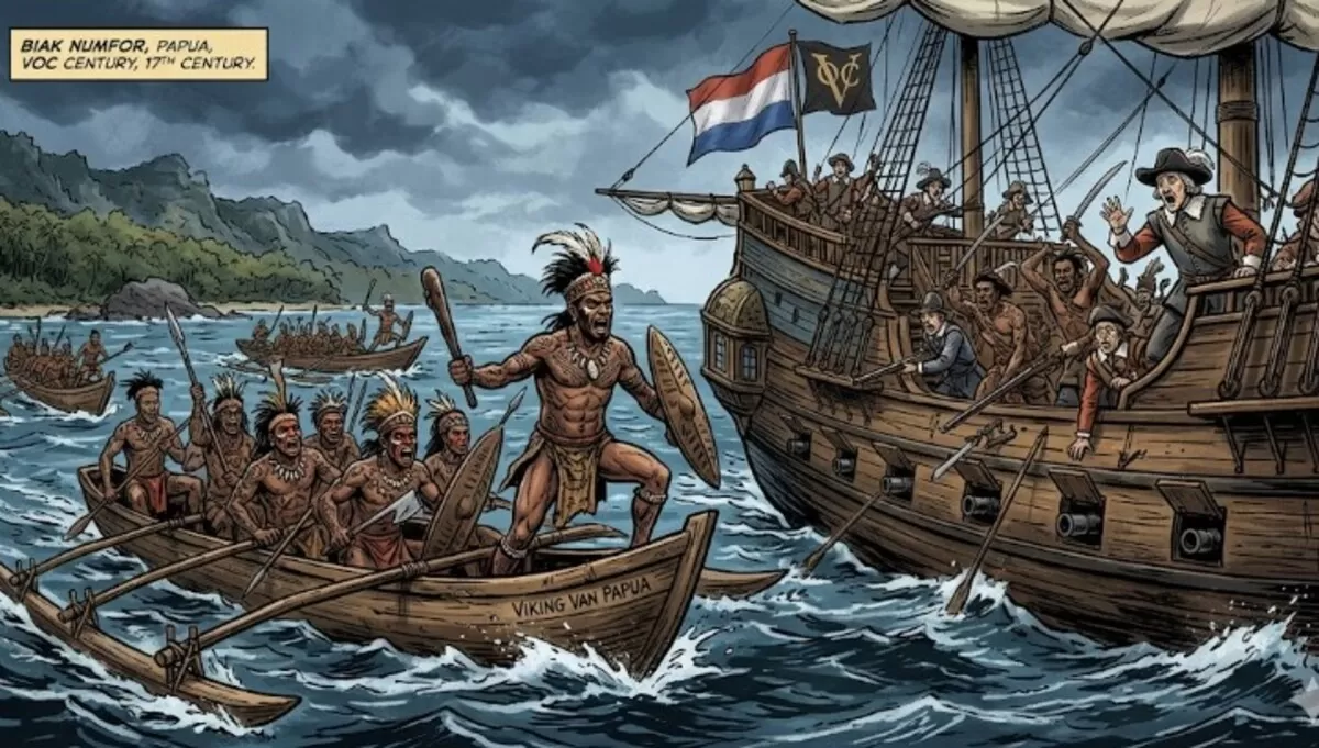 Ilustrasi Bajak Laut asal Papua pada zaman VOC (gemini)