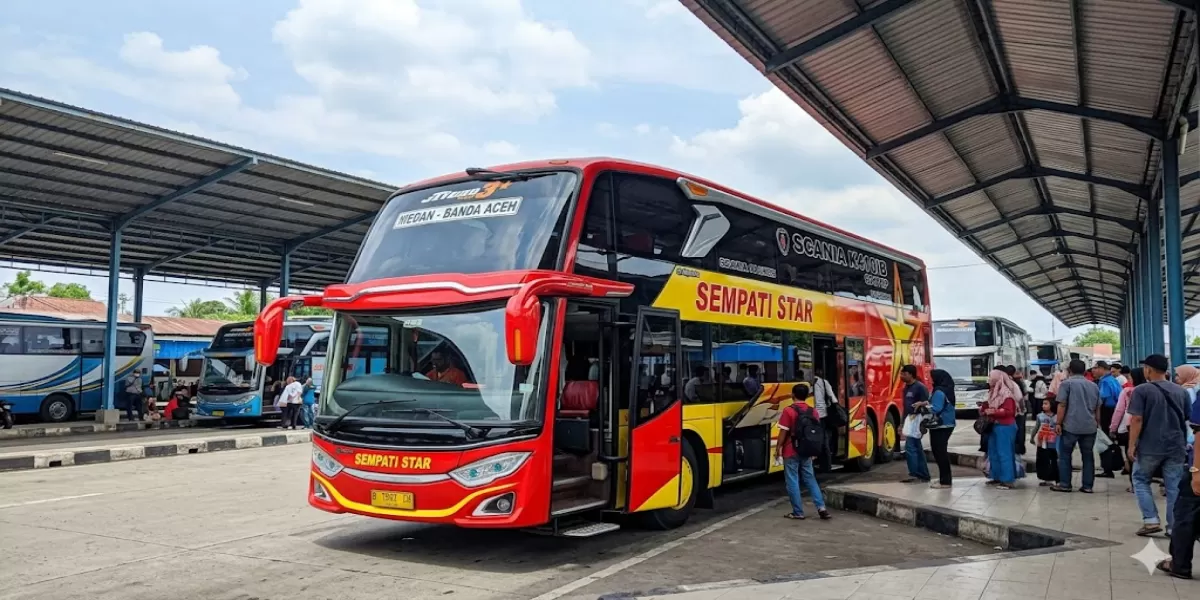 Info Perjalanan Bus PO Sempati Star Rute Medan &ndash; Binjai &ndash; Langsa &ndash; Banda Aceh Periode 21 - 30 Juni 2026 dan Tiket Redbus (Ilustrasi gambar )
