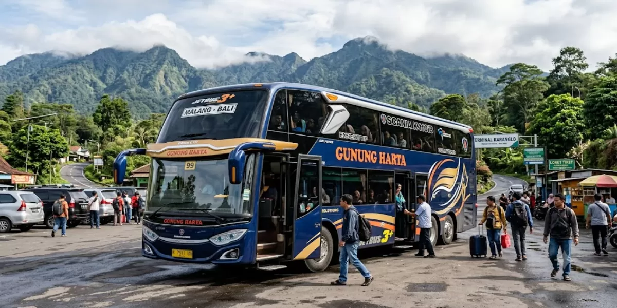 Info Jadwal Bus PO Gunung Harta 27&ndash; 30 Juni 2026 Rute Denpasar &ndash; Terminal Mengwi &ndash; Gilimanuk &ndash; Ketapang &ndash; Terminal Giwangan &ndash; Jombor Yogyakarta (Ilustrasi gambar )