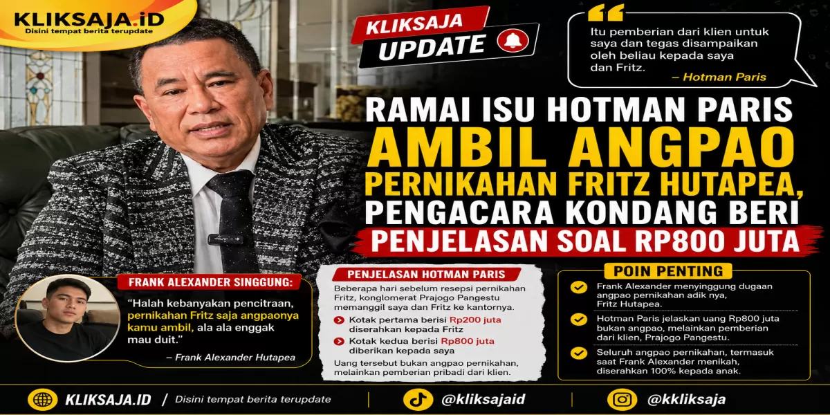 Ramai Isu Hotman Paris Ambil Angpao Pernikahan Fritz Hutapea, Pengacara Kondang Beri Penjelasan Soal Rp800 Juta (Menyoroti klarifikasi pengacara kondang, Hotman Paris soal skandal uang pernikahan sang anak yang diduga dibawa kabur olehnya. (Instagram.com/@hotmanparisofficial - @frankalexand3r))