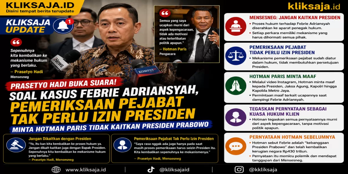 Prasetyo Hadi Buka Suara soal Kasus Febrie Adriansyah, Sebut Pemeriksaan Pejabat Tak Perlu Izin Presiden (Hotman Paris menyampaikan permintaan maaf kepada Presiden Prabowo. (Instagram/hotmanparisofficial))