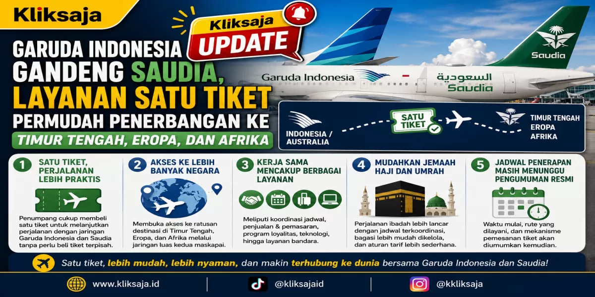 Garuda Indonesia Gandeng Saudia, Layanan Satu Tiket Permudah Penerbangan ke Timur Tengah, Eropa, dan Afrika (Ilustrasi gambar )