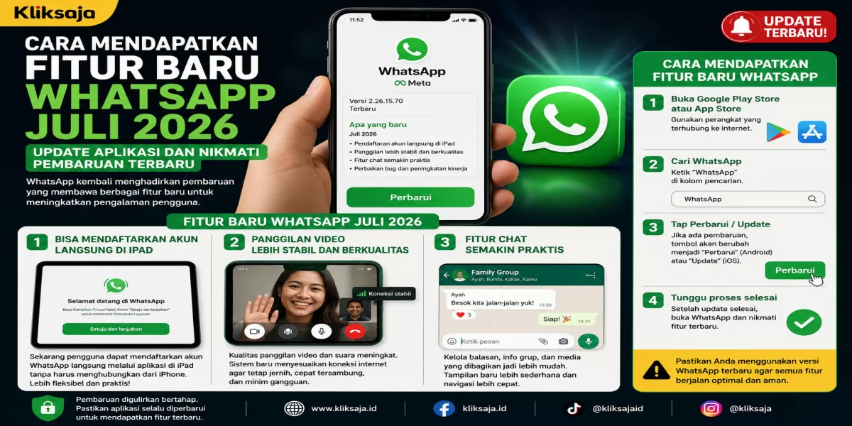 Cara Mendapatkan Fitur Baru WhatsApp Juli 2026, Update Aplikasi dan Nikmati Pembaruan Terbaru (Ilustrasi gambar )