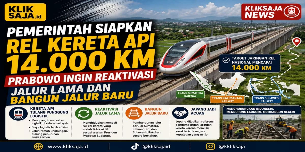 Pemerintah Siapkan Rel Kereta Api 14.000 Km, Prabowo Ingin Reaktivasi Jalur Lama dan Bangun Jalur Baru (Ilustrasi gambar)