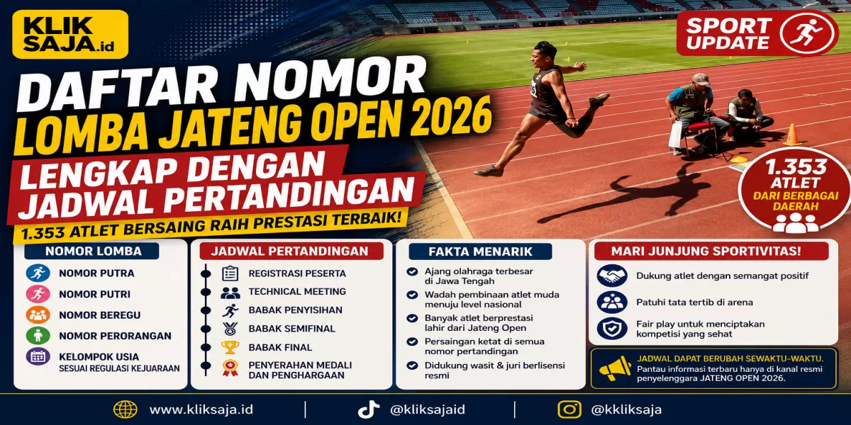 Daftar Nomor Lomba Jateng Open 2026 Lengkap dengan Jadwal Pertandingan Terbaru (Ilustrasi gambar)