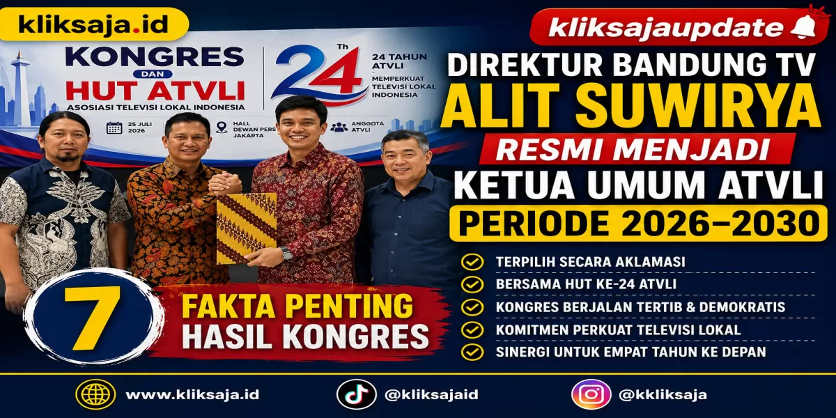Direktur Bandung TV Alit Suwirya Resmi Menjadi Ketua Umum ATVLI Periode 2026&ndash;2030, Simak 7 Fakta Penting Hasil Kongres (Direktur Bandung TV sekaligus mitra Promedia Group, Alit Suwirya terpilih secara aklamasi sebagai Ketum ATVLI periode 2026-2030.)