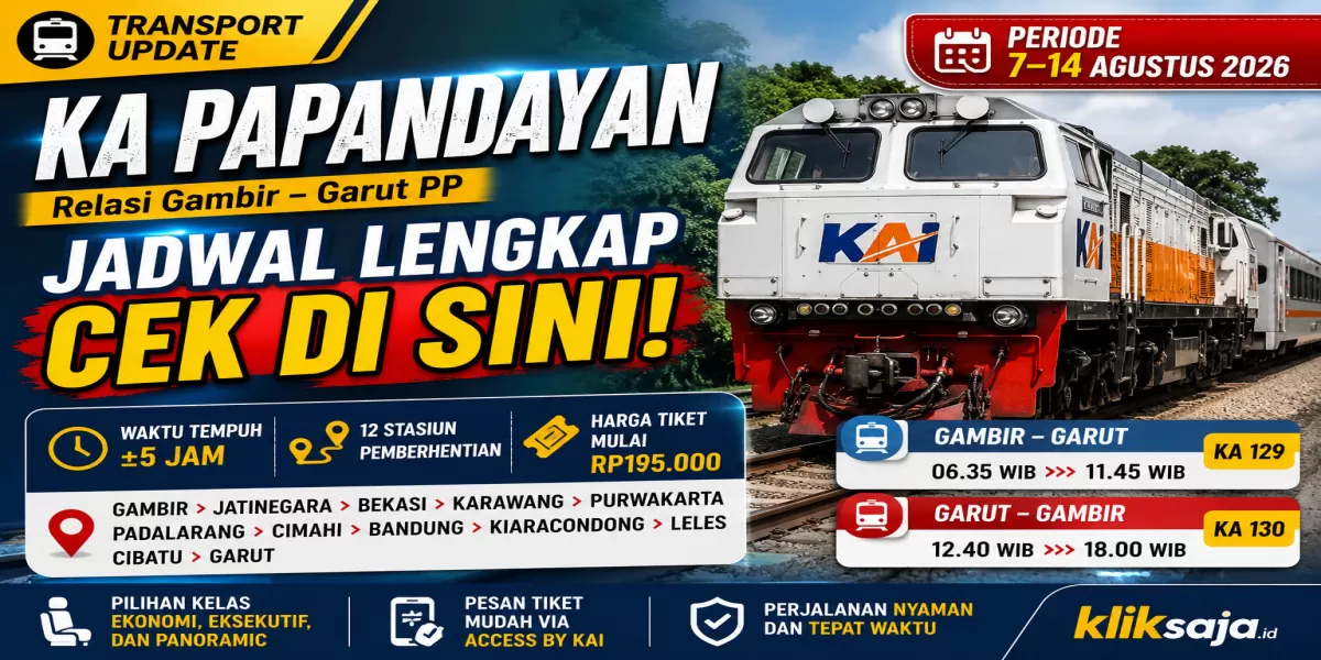 Cek di Sini! Jadwal KA Papandayan Periode 7&ndash;14 Agustus 2026 Rute Gambir &ndash; Jatinegara - Karawang - Purwakarta - Padalarang - Cimahi - Bandung - Garut (Ilustrasi gambar )