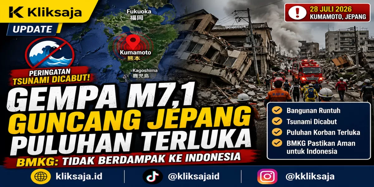 Gempa M7,1 di Kumamoto Jepang, Puluhan Korban Terluka, Bangunan Runtuh, dan BMKG Pastikan Tidak Berdampak ke Indonesia (Menyoroti fakta terkini ihwal bencana gempa bumi magnitudo 7,1 di wilayah Kumamoto, Jepang, pada Selasa, 28 Juli 2026. (Instagram.com/@infogempadunia))