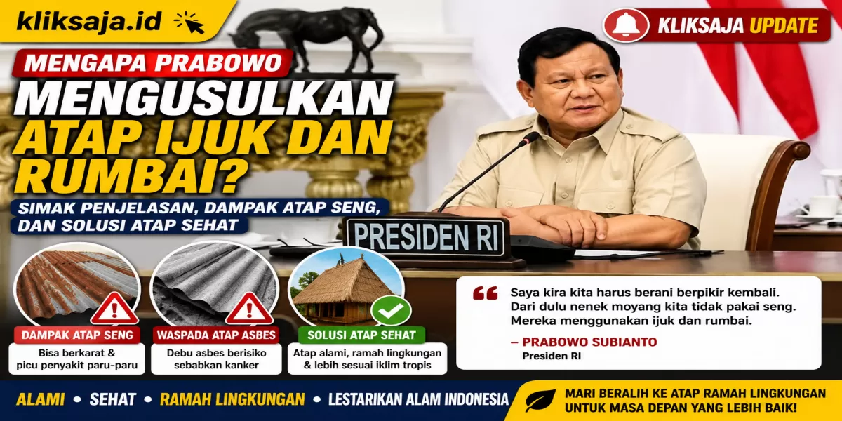 Mengapa Prabowo Mengusulkan Atap Ijuk dan Rumbai? Simak Penjelasan, Dampak Atap Seng, dan Solusi Atap Sehat (Presiden RI, Prabowo Subianto mengajak warga RI untuk beralih menggunakan atap berbahan ramah lingkungan. (Dok. Setkab RI) )