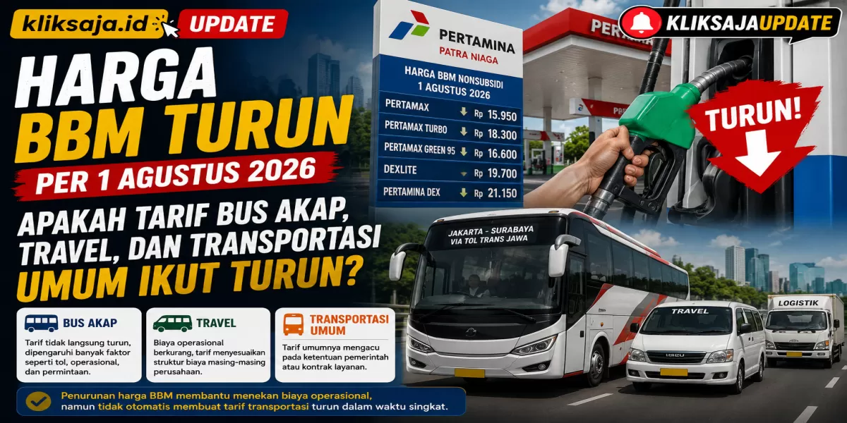 Harga BBM Turun per 1 Agustus 2026, Apakah Tarif Bus AKAP, Travel, dan Transportasi Umum Ikut Turun? (Ilustrasi gambar )
