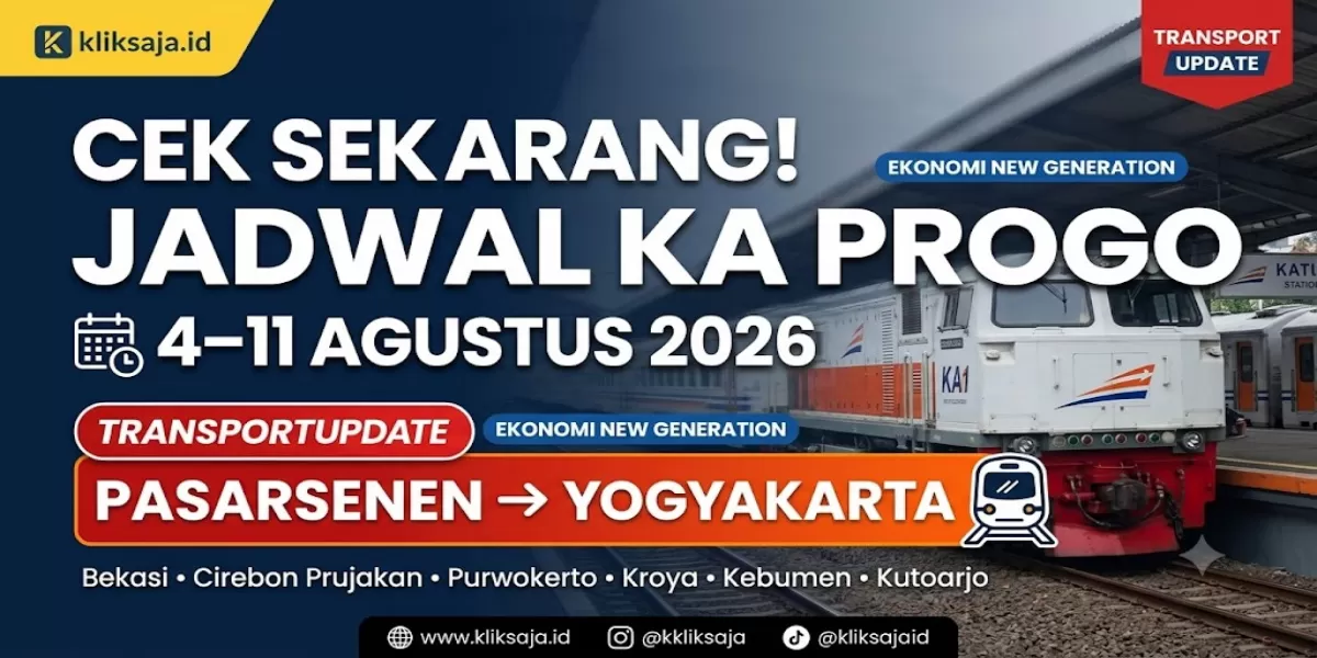 Cek Sekarang! Jadwal KA Progo Periode 4 &ndash; 11 Agustus 2026 Rute Pasarsenen - Bekasi - Cirebon Prujakan - Purwokerto - Kroya - Kebumen - Yogyakarta  (Ilustrasi gambar )